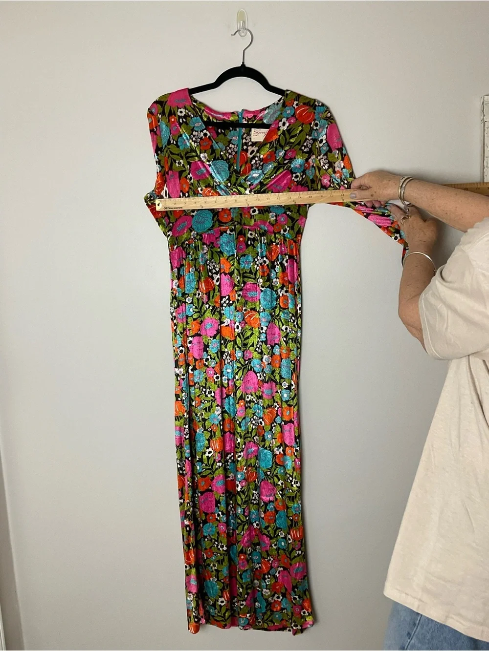 Seven Arts Vintage 1970s Psychedelic Flower Power Maxi Dress Mod Boho Rare Sz 9